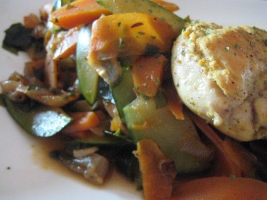 Receta de pechuga de pollo con salteado de verduras