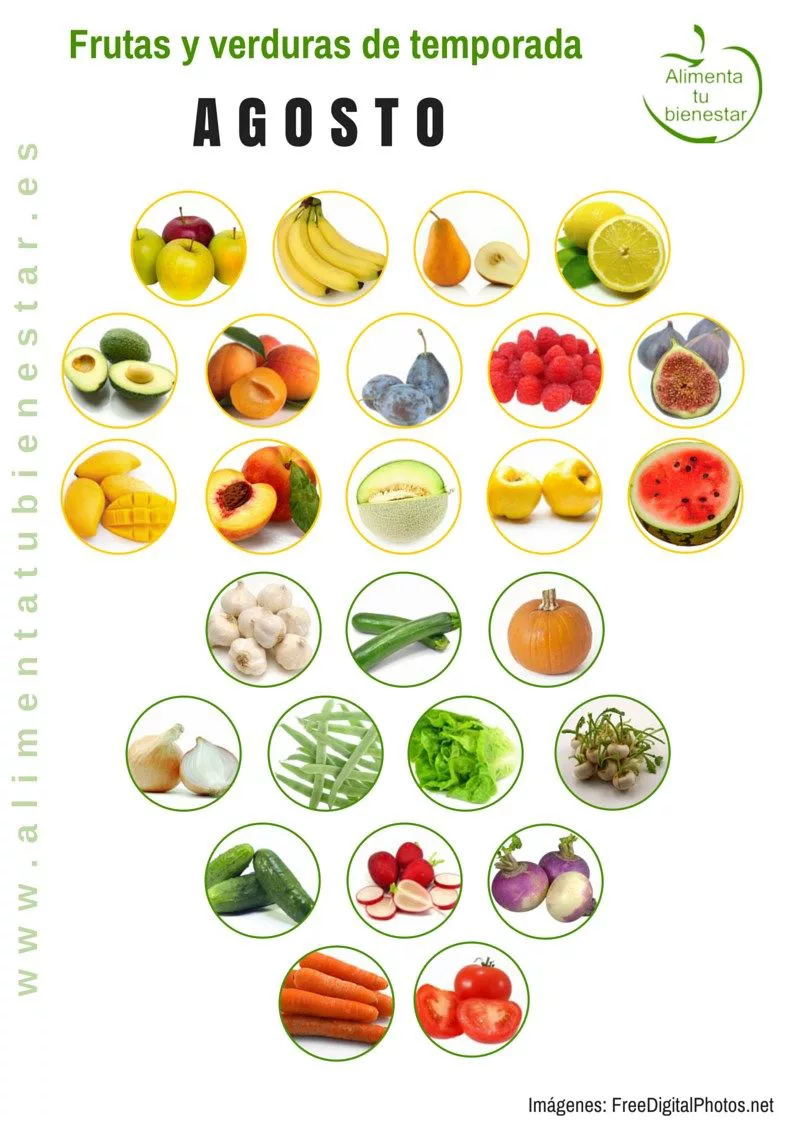 Frutas y verduras de temporada para agosto