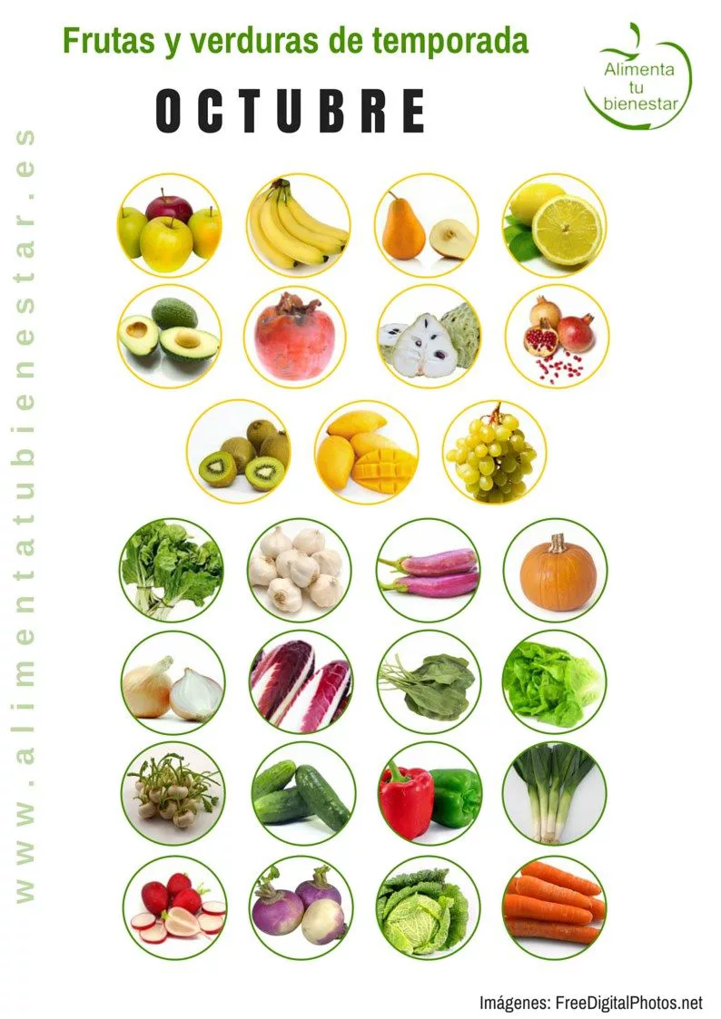 Frutas y verduras de temporada para octubre
