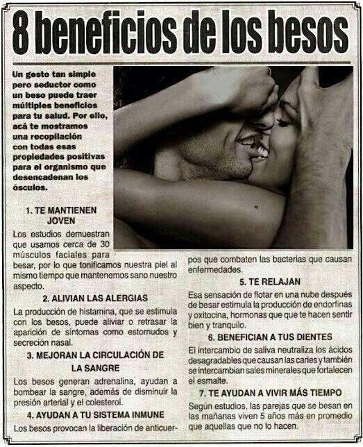 beneficios de los besos para la salud